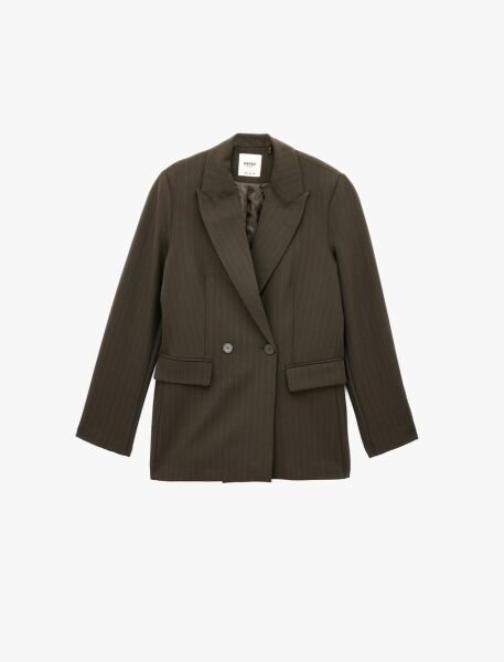 Koton Kahverengi Çizgili Ceket 6SAK50045UW