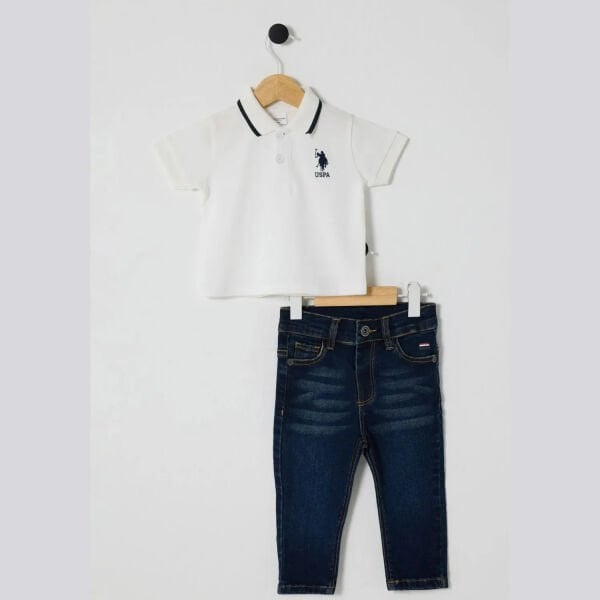 U.S. Polo Erkek Bebek 2Li  Pike T-Shırt Takım Pike Dokuma Kumaş Lacivert - 18-24 Ay