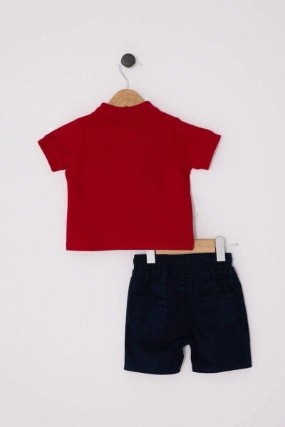 U.S. Polo Erkek Bebek Pike T-Shırt 2Li Takım Pike Dokuma Kumaş Kırmızı - 24-36 Ay