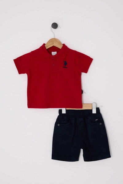 U.S. Polo Erkek Bebek Pike T-Shırt 2Li Takım Pike Dokuma Kumaş Kırmızı - 3 Yaş