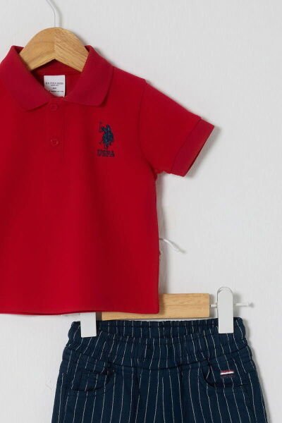 U.S.Polo Erkek Bebek 2Li T-Shırt Takım Süprem Dokuma Kumaş Kırmızı - 3 Yaş