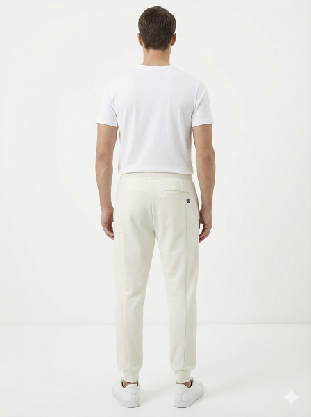 Gamp Erkek Slim Fit Paçası Lastikli Önü Dikişli Jogger Eşofman Altı XL - Ekru
