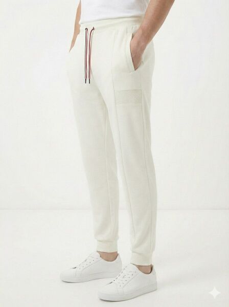 Gamp Erkek Slim Fit Paçası Lastikli Önü Dikişli Jogger Eşofman Altı XXL - Ekru