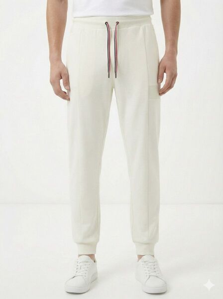 Gamp Erkek Slim Fit Paçası Lastikli Önü Dikişli Jogger Eşofman Altı XXL - Ekru