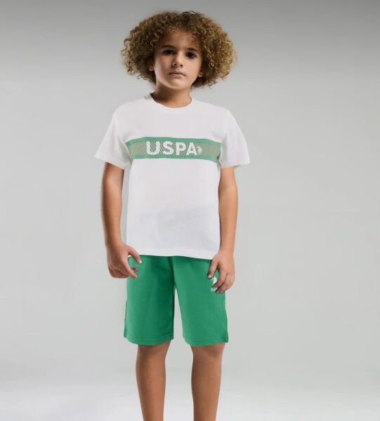 U.S. Polo Erkek Çocuk Bermuda Takım Süprem Örme Kumaş Beyaz - 7-8