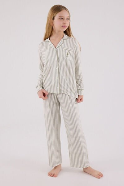 U.S. Polo Kız Çocuk Gömlek Pijama Takımı 7-8 - Çay Yeşili