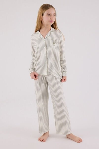 U.S. Polo Kız Çocuk Gömlek Pijama Takımı 7-8 - Çay Yeşili