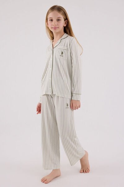 U.S. Polo Kız Çocuk Gömlek Pijama Takımı 7-8 - Çay Yeşili