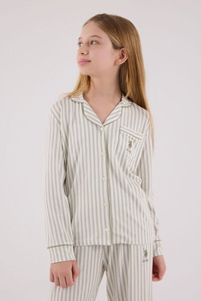 U.S. Polo Kız Çocuk Gömlek Pijama Takımı 7-8 - Çay Yeşili