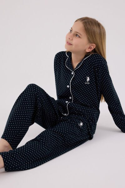U.S. Polo Kız Çocuk Gömlek Pijama Takımı 6-7 - Lacivert