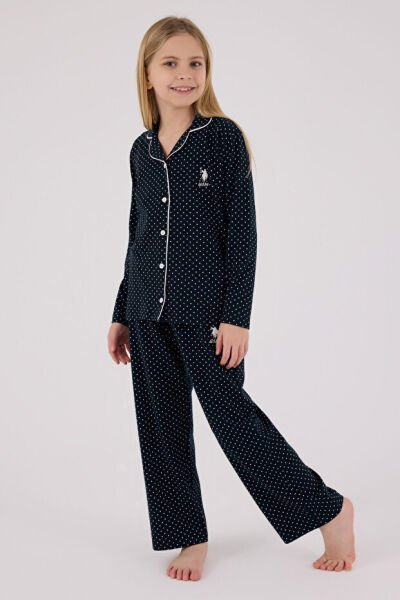 U.S. Polo Kız Çocuk Gömlek Pijama Takımı 6-7 - Lacivert