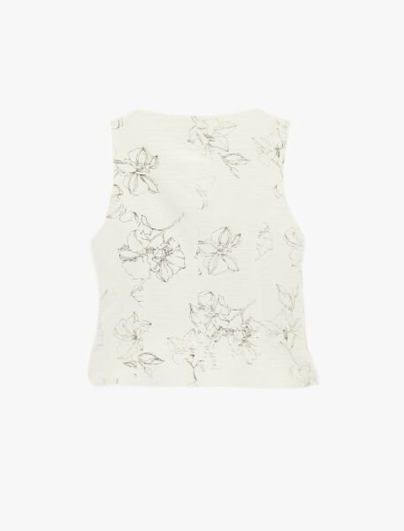 Koton Ekru Desenli Yelek 6Sak20074Uw 42 - Ekru