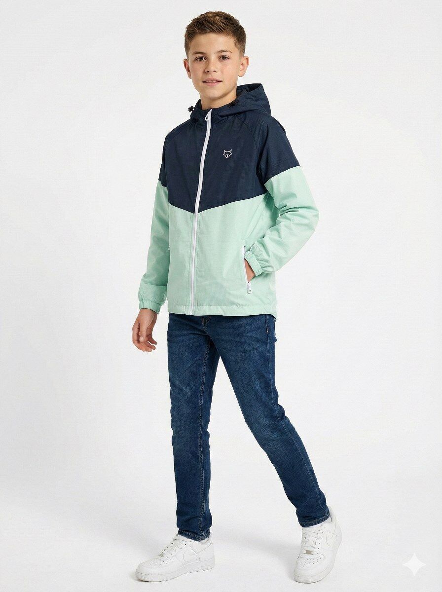 GAMP ERKEK ÇOCUK KAPÜŞONLU RENK BLOKLU MEVSİMLİK RÜZGARLIK MONT YAĞMURLUK Haki - 6-7