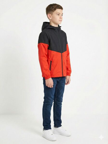 GAMP ERKEK ÇOCUK KAPÜŞONLU RENK BLOKLU MEVSİMLİK RÜZGARLIK MONT YAĞMURLUK Haki - 6-7