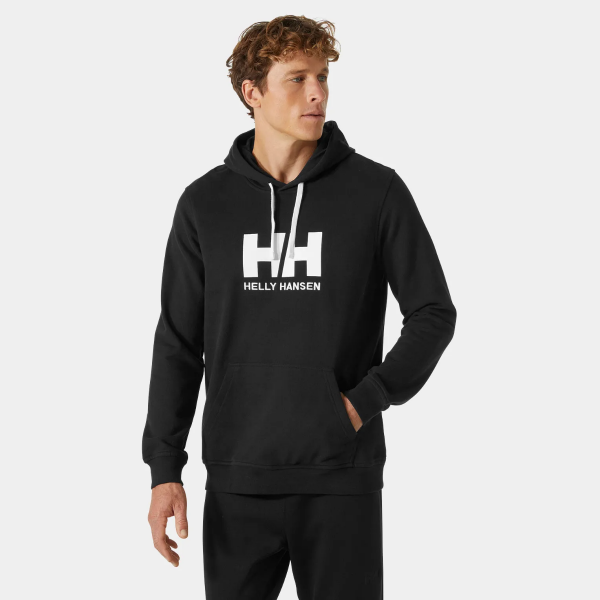 HELLY HANSEN Logo Kapişonlu Erkek Hoodie Sweatshirt Siyah - S