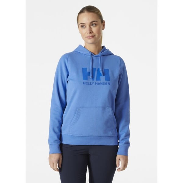 HELLY HANSEN W Logo Kapişonlu Kadın Hoodie Sweatshirt Mavi - XS