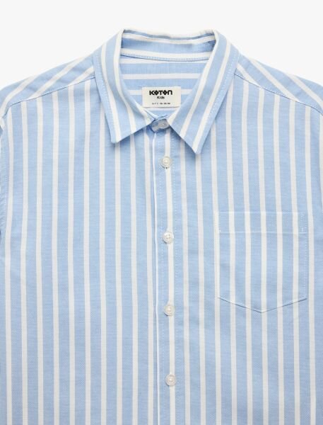 Koton Mavi Çizgili Gömlek 6Skb60044Tw Mavi - 9-10