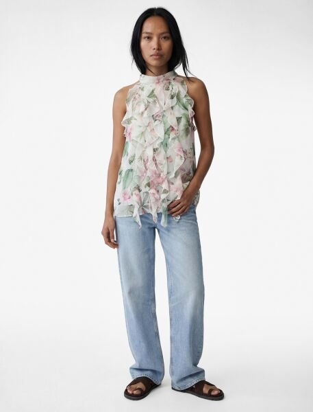 Koton Pembe Desenli Bluz 6Sak60264Uw 44 - Pembe