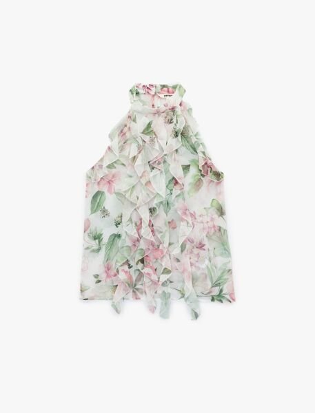 Koton Pembe Desenli Bluz 6Sak60264Uw 44 - Pembe