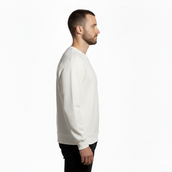 Premium Pamuklu Sweatshirt Bisiklet Yaka Standart Rahat Kalıp (Regular Fit) Erkek/Kadın/Unisex XXL - Ekru