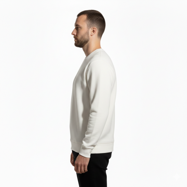 Premium Pamuklu Sweatshirt Bisiklet Yaka Standart Rahat Kalıp (Regular Fit) Erkek/Kadın/Unisex XXL - Ekru