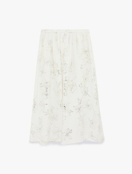 Koton Ekru Desenli Etek 6Sak70077Uw 42 - Ekru