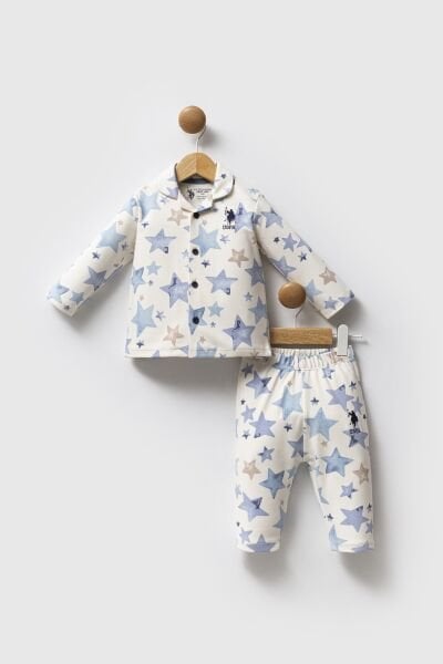 U.S.Polo Assn Erkek Bebek Gömlek Pijama Takım 6-9 - Krem