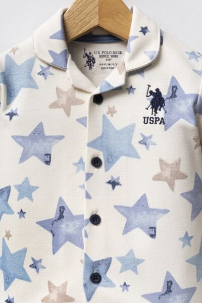 U.S.Polo Assn Erkek Bebek Gömlek Pijama Takım 6-9 - Krem