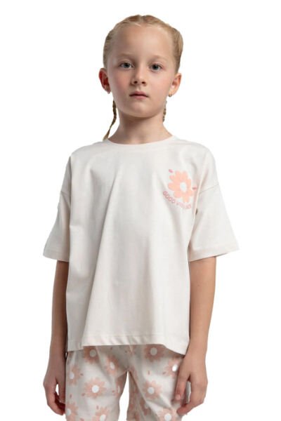 Rolypoly Kız Çocuk Şort Takım Süprem Örme Kumaş Bej - 7-8