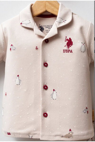 U.S.Polo Assn Erkek Bebek 2 li Takım 9-12 - Bej