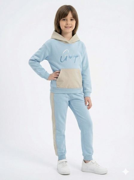 Unisex Çocuk Kapüşonlu Eşofman Takımı Gri - 12-13