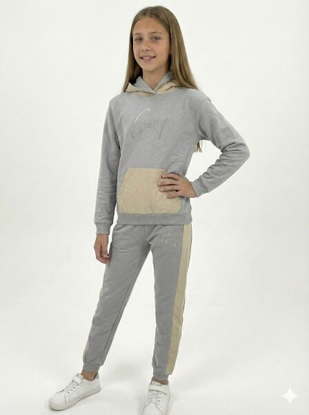 UNİSEX ÇOCUK KAPÜŞONLU EŞOFMAN TAKIMI Gri - 6-7