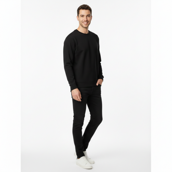 Prime Pamuklu Sweatshirt Bisiklet Yaka Standart Rahat Kalıp (Regular Fit) Erkek/Kadın/Unisex Siyah - XXL