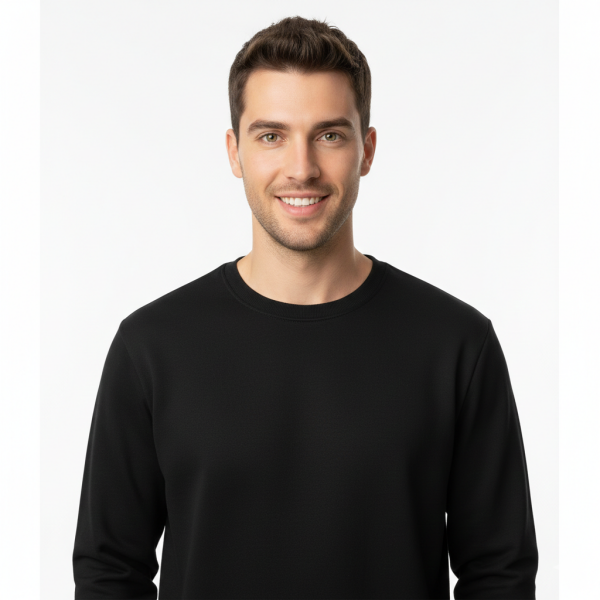 Prime Pamuklu Sweatshirt Bisiklet Yaka Standart Rahat Kalıp (Regular Fit) Erkek/Kadın/Unisex Siyah - XXL