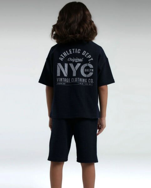 Rolypoly Erkek Çocuk Bermuda Takım Waffle Örme Kumaş