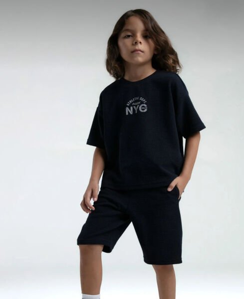 Rolypoly Erkek Çocuk Bermuda Takım Waffle Örme Kumaş