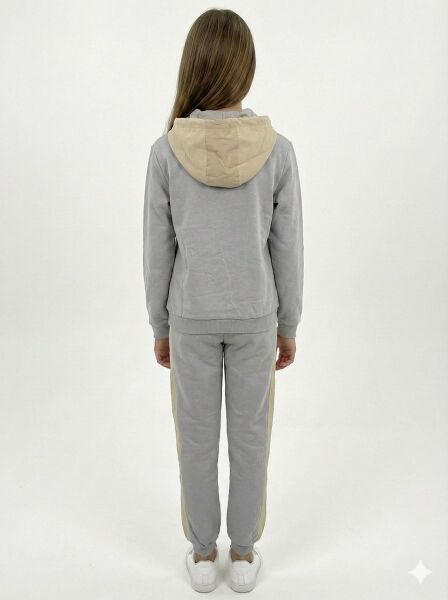 Unisex Çocuk Kapüşonlu Eşofman Takımı Gri - 12-13