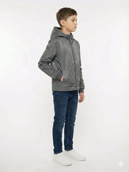 Gamp Erkek Çocuk Kapüşonlu Rüzgar Geçirmez Mevsimlik Mont Yağmurluk Yeşil - 7-8