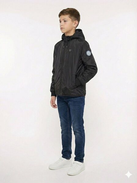 Gamp Erkek Çocuk Kapüşonlu Rüzgar Geçirmez Mevsimlik Mont Yağmurluk Yeşil - 7-8