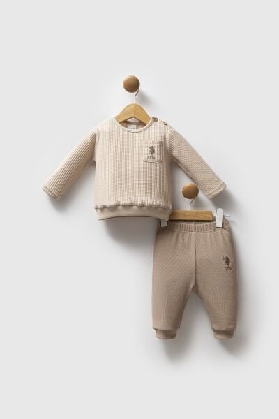 U.S.Polo Erkek Bebek 2 li Takım 9-12 - Bej
