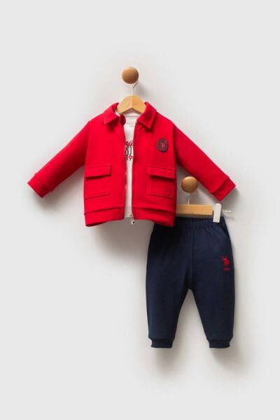U.S.POLO ASSN ERKEK BEBEK 3 LÜ TAKIM İKİ İPLİK Kırmızı - 3 Yaş