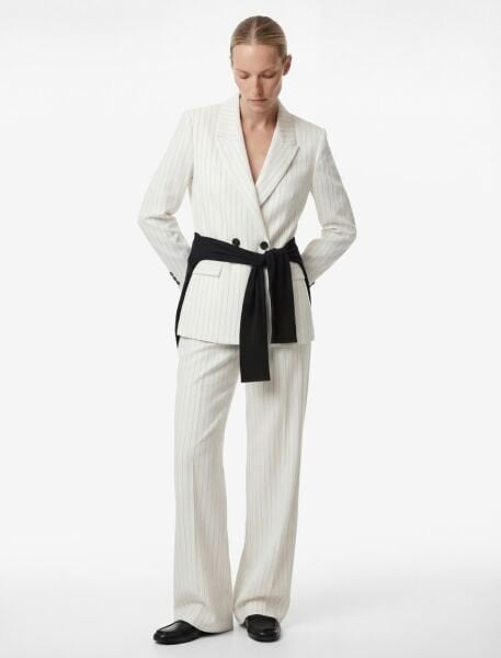 Koton Beyaz Çizgili Ceket 6SAK50106UW