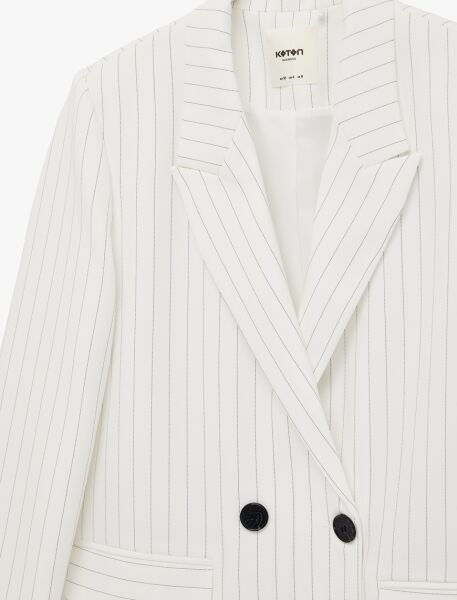 Koton Beyaz Çizgili Ceket 6SAK50106UW