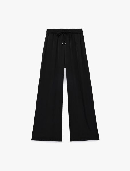 Aerobin Kumaş Beli Bağcıklı Geniş Paça Saten Pantolon