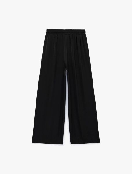 Aerobin Kumaş Beli Bağcıklı Geniş Paça Saten Pantolon