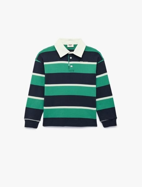 Koton Yeşil Çizgili Sweatshirt 6Skb10289Tk Yeşil - 9-10