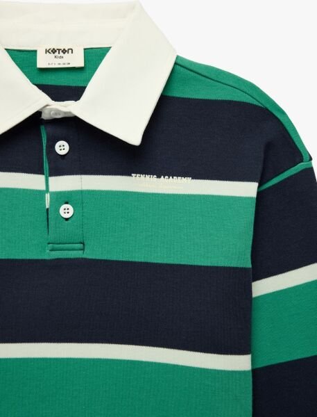 Koton Yeşil Çizgili Sweatshirt 6Skb10289Tk Yeşil - 9-10