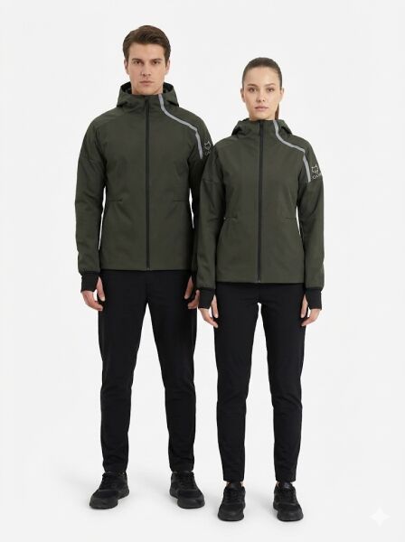 Gamp Unisex Kapüşonlu Parmak Geçmeli Softshell Mont
