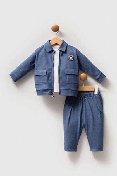 U.S.Polo Assn Erkek Bebek 3 lü Takım 9-12 - Mavi