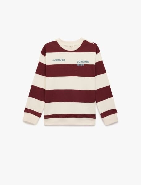 Koton Ekru Çizgili Sweatshirt 6Skb10290Tk Ekru - 9-10